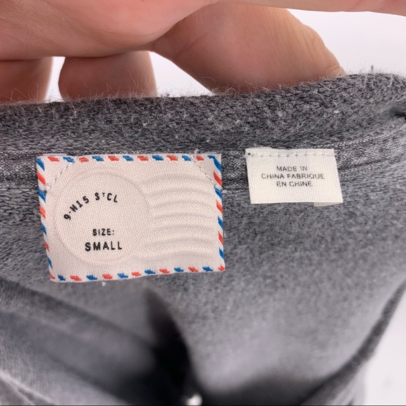 Anthro Postage Stamp Gray 3/4 Sleeve Peplum Top - Picture 7 of 9